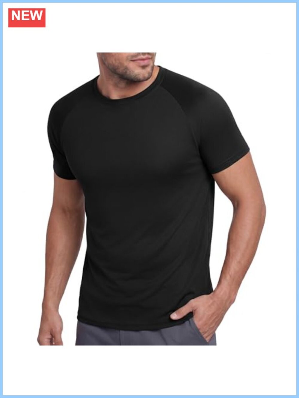 Workout T-Shirt for Men Quick Dry Moisture Wicking Athletic Crew Neck Short
